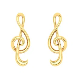 P.C. Chandra Jewellers 18k Gold Cross Stitch Musical Note Shaped Stud Earrings-image-3