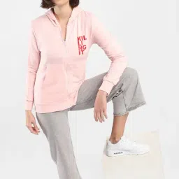 Campus Sutra Pink Cotton Graphic Print Hoodie-image-77