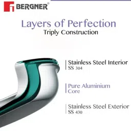 Bergner Silver Stainless Steel Argent Triply Induction & Gas Stove Ready Cookware Set - Set of 5 image 2