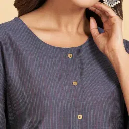 Rangmanch By Pantaloons Grey Woven Pattern A Line Kurta image 5