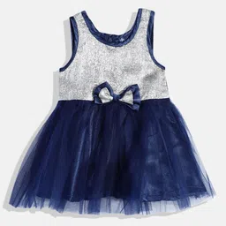 YK Girls Embellished Colourblocked A-Line Dress with Bow Detail-picture-18