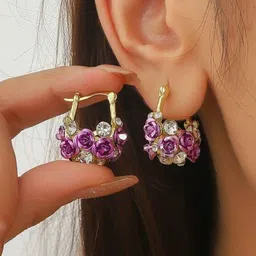 Estailo fashion Floral Half Hoop Earrings-picture-41