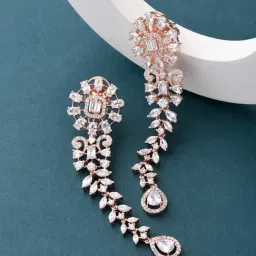 Fida American Diamond Floral White Dangler Earrings-picture-15