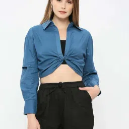 Remanika Blue Pure Cotton Cropped Shirt-picture-29