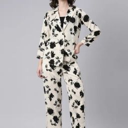 showoffff SHOWOFF Cream & Black Cotton Blend Printed Co-ord Set-picture-7