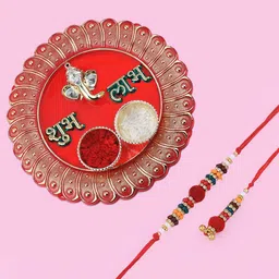 Silver Shine 1 Bhaiya Rakhi With Pooja Thali Roli Chawal Greeting Card-picture-14