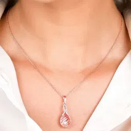 GIVA 92.5 Sterling Silver Rose Gold Purity Of Love Pendant with Link Chain for Women-picture-34