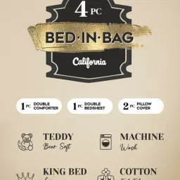 Kopa Grey & Multi Microfiber Floral 150 TC Double Bedsheet - Set of 4 image 5