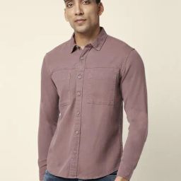 People by Pantaloons Dusty Pink Cotton Slim Fit Shirt-picture-23