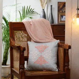 Maspar Embroidery Peach Viscose 45 L x 45 W cm Cushion Cover-picture-27