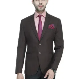 ManQ Dark Brown Slim Fit Notch Lapel Blazer-picture-30