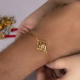 Ornate Jewels 925 Silver Gold-Plated American Diamond "Swastik" Adjustable Bracelet for Men & Boys-image-56