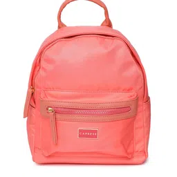 Caprese Women Peach-Coloured Solid Backpack-picture-34