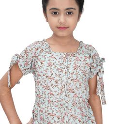 Tiny Girl Girls Green & Pink Floral Print Square Neck Regular Top-picture-12