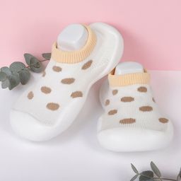 Baby Moo Rubber Mesh Detailed Polka Dots Designed Slip On Shoes - Brown & White-picture-24