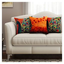 Sej By Nisha Gupta Abstract Premium 16 By 16 Cushion Covers Pack Of 3 - Multicolor-picture-33