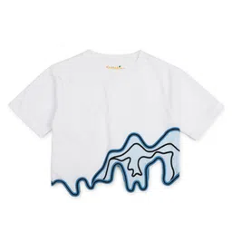 Spunkies Half Sleeves Abstract Design Embroidered Top - White-picture-25