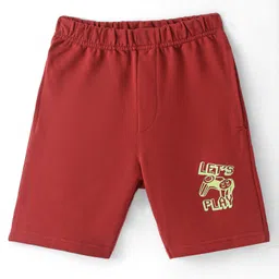 Evimo Looper Knit Knee Length Shorts with Text Print - Burgundy-picture-18