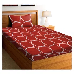 RRC Super Soft Brushed Microfiber Cotton 1 Single Bed sheet With 1 Pillow Cover Maroon-picture-27