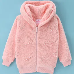 Wingsfield Full Sleeves Textured Beads Embellished Hooded Sweatshirt - Pink-picture-13