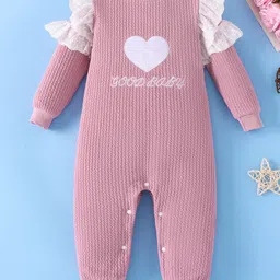 Mark & Mia Full Sleeves Romper With Heart Embroidery & Text Print - Purple-picture-28