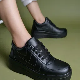 Shoetopia Solid Lace Up Shoes - Black-picture-32