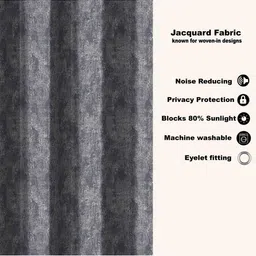 myntra elegant homes Aura Charcoal & Grey Set of 2 Room Darkening Door Curtain image 2