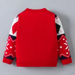 Mark & Mia Viscose Full Sleeves Pullovers with Bear & Fair Isle Design - Red image 2