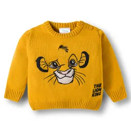 Babyhug Disney Woven Full Sleeves Sweater Set With Lion King Graphics - Yellow image 2