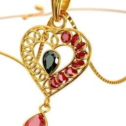 Joyalukkas 22KT Gold Half & half Gemstone Pendant -4.93 g-picture-32