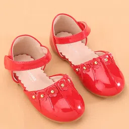 Cute Walk by Babyhug Ballerina with Velcro Closure &  Floral Applique - Red image 3