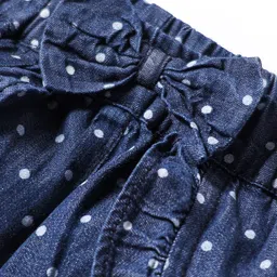 Babyoye 100% Cotton Woven Skorts with Frill Design & Bow Applique Polka Dots Print - Navy image 3