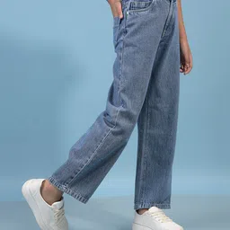 CRIMSOUNE CLUB Cotton Woven Solid Jeans - Blue image 4