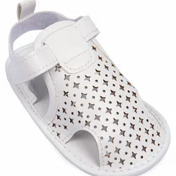 Cute Walk by Babyhug Booties With Star Design & Velcro Closure - White image 3