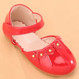 Cute Walk by Babyhug Ballerina with Velcro Closure &  Floral Applique - Red image 4
