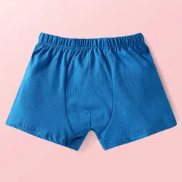 Babyhug Single Jersey Knit Trunks With Beach Theme Print Pack of 3 - Blue & White image 4