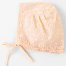 Babyhug 100% Cotton Woven Tie Knot Cap Heart Print Pack of 5 Multicolour - Diameter 11 cm image 5