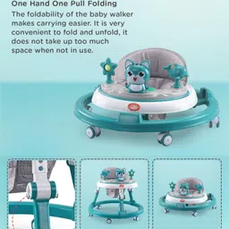Play Nation Multifunctional 360 Degree Baby Walker with 2 Level Height Adjustment & Musical Play Tray Cum Feeding Tray -  Green image 5