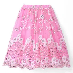Babyhug Woven Half Sleeves Choli Lehenga & Dupatta Set With Sequin Embroidery - Pink image 5