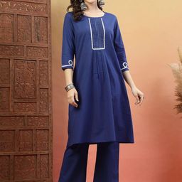 Anouk Rustic Women Regular Pure Cotton Kurta with Trousers-picture-48