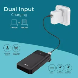 Foxin FPB 248 Poly 20000 mAh Midnight Black Fast Charging Power Bank image 3