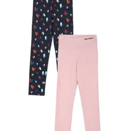 Peter England Girls Pink & Navy Printed Leggings (Pack Of 2)-image-25