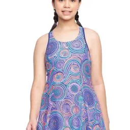 Speedo Kids Blue Printed Swim Dress with Boyleg-picture-39