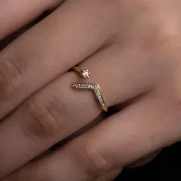 ARTKLIM Gold-Plated American Diamond Studded Adjustable Finger Ring image 3