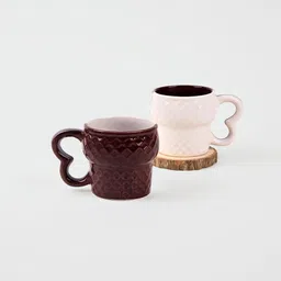 Storepedia Brown & White Handcrafted Textured Ceramic Matte Cups Set of Cups and Mugs-image-69