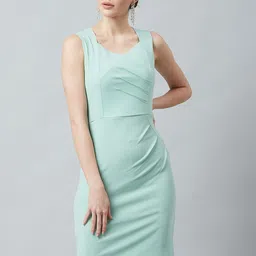 Athena Women Sea Green Solid Bodycon Dress-image-20