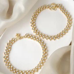 Teejh Kasturi Pearl & Gold Pair of Anklet-picture-44