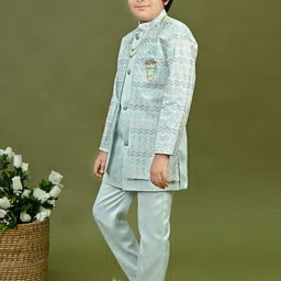 BT DEZINES Boys Embroidered Sequined Sherwani Set image 5