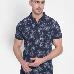 Crimsoune Club Navy Blue Slim Fit Printed Polo T-Shirt-picture-36