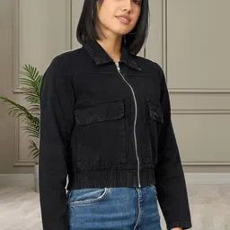 all about you Women Crop Bomber Jacket image 3